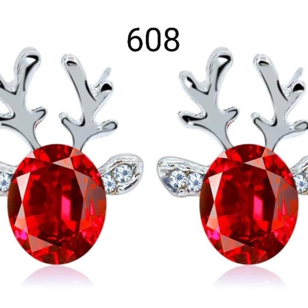 Rudolph The Gem Nose Reindeer Earrings NWOT